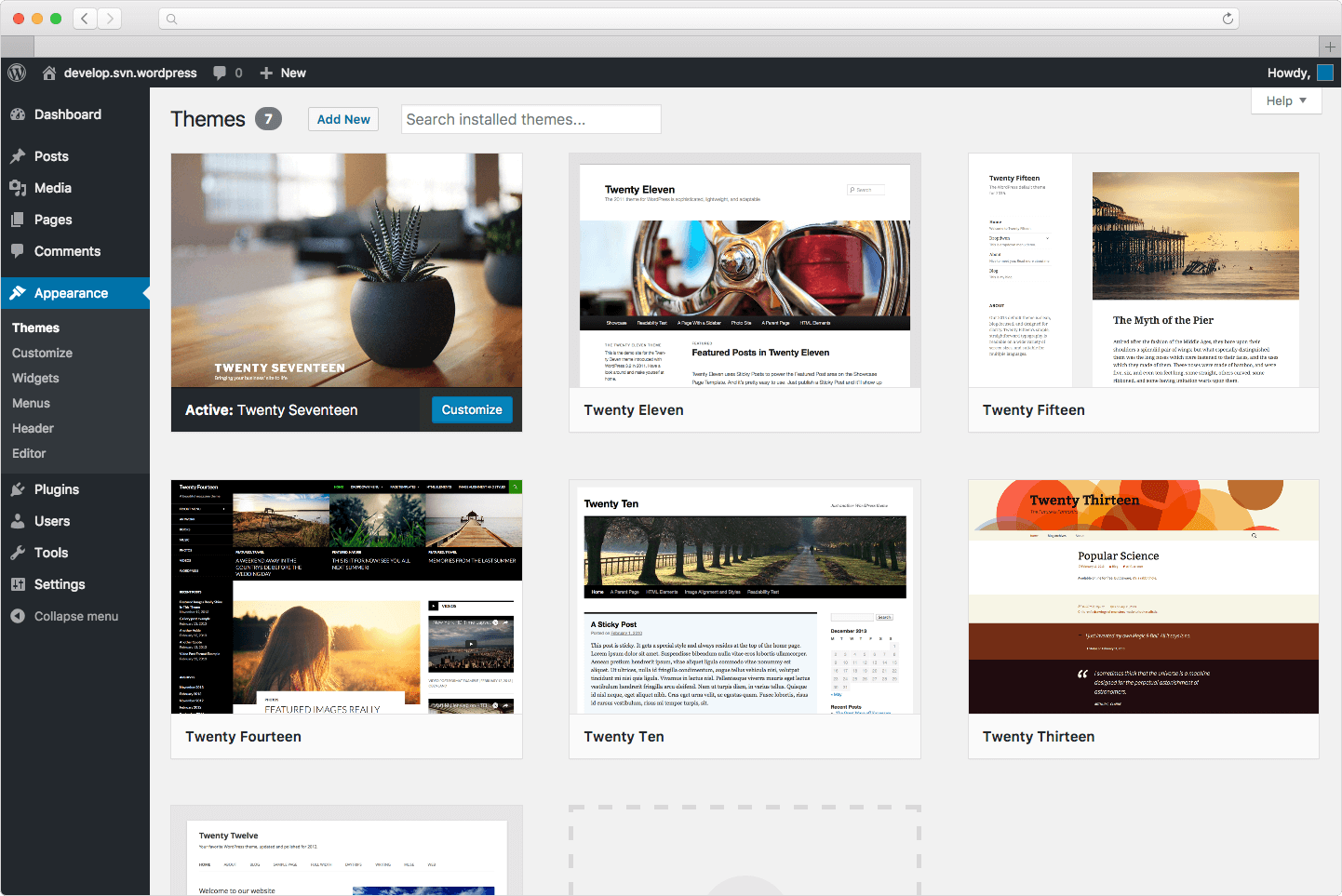 Admin panel wordpress